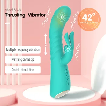 Ogrevanje Rabbit Vibratorji Vagine, G/C Spot Klitoris Nastavek Dvojni Stimulator Massager Dildo Spola Igrače, Za Ženske, Za Odrasle Ženske Masturb