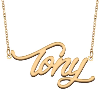 Ogrlica z Imenom Tony za Njegovo Njen Družinski Član Najboljši Prijatelj Rojstni dan Darila na Božični Mati Dan Valentinovo