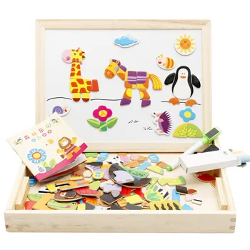 otroci Magnetni lesene živali, gradnjo blokov, igrače, risanke, Tangram baby risalno desko igrače ealy izobraževalne učenje kreativnih igrač