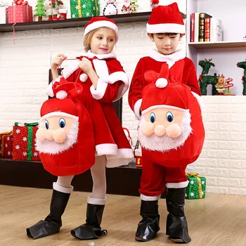 Otroke Božič Obleko Dekleta, Fantje Halloween Kostumi Santa Claus Kompleti za Teen Otroci Cape Zimski Plašč Zahvalni Obleke