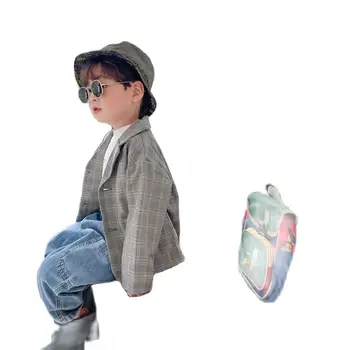 Otroški Jopič Jakna +Jeans Hlače 2PCS Stranka Fotografijo Nastaviti Koreja Fantje Dekleta Formalno Obleko Otrok Rojstni dan Uspešnosti Obleko Nositi
