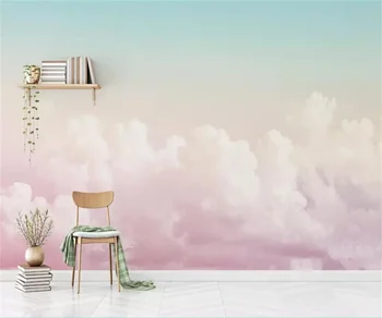 Ozadje po meri 3D photo freske lepo rožnato nebo, oblak kavč otrok v ozadju stene papirja dnevna soba dekorativno slikarstvo