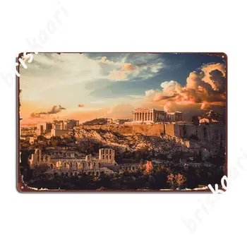 Parthenon Akropola, Atene, Kovinski Znak Stenski Dekor Kino Garaža Design Garaža Klub Tin Prijavite Plakat