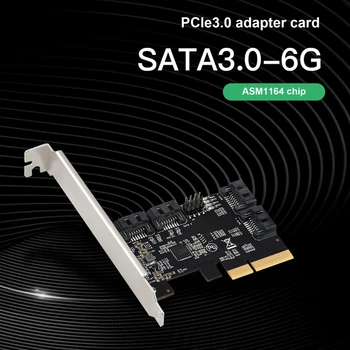 PCIE X4 Do 4 Vrata SATA3.0 Širitev Kartico PCIE3.0 vmesniško Kartico ASM1164 Čip Širitev Kartica PCIE, Da SATA Zagonsko SSD