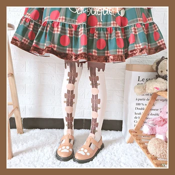 piškotov Lolita nogavice ženske poletje cev žamet ultra-tanek natisnjeni tele nogavice nad kolena Lolita Japonski nogavice