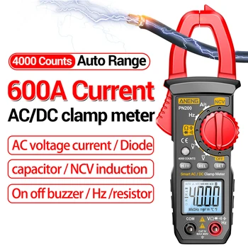 PN200 Digitalni Objemka Meter, DC/AC 600A Trenutno 4000 Šteje Multimeter Ampermeter Tester Napetosti Avto Hz Kapacitivnost NKV Ohm Test
