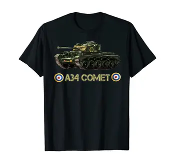 Po drugi svetovni VOJNI Tank Oklepna Vozila Britanski A34 Komet Tank T-Shirt Poletje Bombaž O-Vratu Kratkimi Rokavi Moški Majica s kratkimi rokavi Novo Velikost S-3XL