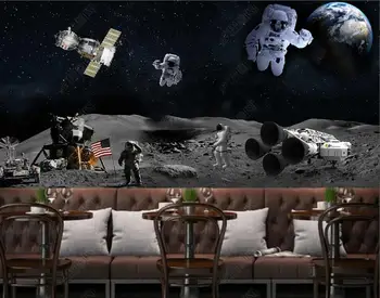 po meri foto zidana ozadje 3d vesolju zvezdnato sci-fi prostor astronavt pristanek na luni zemlji doma dekor ozadja za dnevno sobo