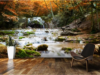 Po meri fotografija pokrajine ozadje,Naravne Jeseni Slap 3D za dnevno sobo, kuhinjo, spalnico steno nepremočljiva PVC de papel parede