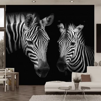 Po meri Fotografijo Stene Papirja 3D Črno In Belo Zebra Freske Dnevna Soba Študija v Ozadju Stene Doma Dekor Abstraktna Umetnost Ozadja 3 D