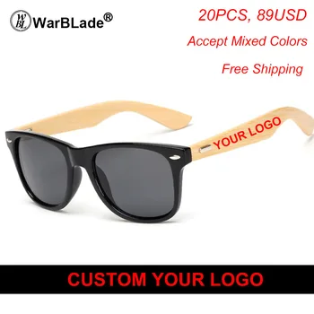 Po meri Logo Bambusa Stopala sončna Očala Moških Lesene sončna Očala Ženske Original Les, sončna Očala Customerized 20 kos/nastavite na Debelo