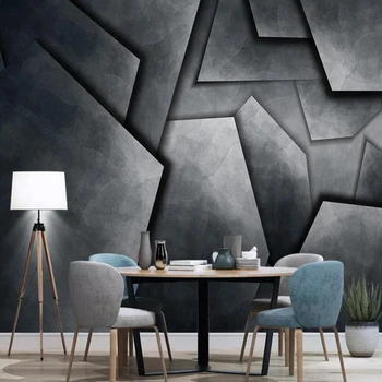 Po meri moralno ozadje 3D Nordijska creative 3D črno in belo geometrijske kvadratni TV, kavč ozadju dekoracijo sten slikarstvo