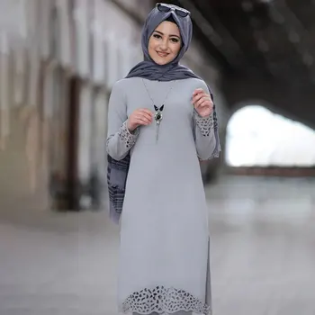 Poletje/Jesen Dva-delni Set na Bližnjem vzhodu, Muslimanskih Žensk Abaya Obleko izdolbel Trdnih Delih Krilo Plus Velikost Maroški tam kaftan