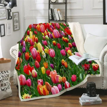 Pomladni Cvet, Moda 3D Tiskanja Plišastih Odejo Za Odrasle Kritje Priložnostne Kavč Tulipanov Vrgel Odejo Doma Urad Posteljnina