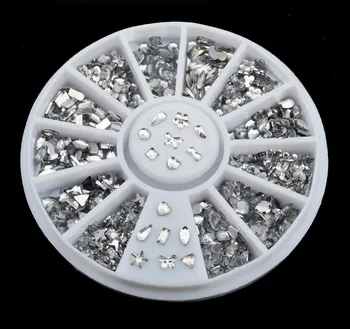 Posebne oblike Diamond Dekoracijo Nohtov Kolo Belo Spusti Ljubezen KnotTips Kristalno Bleščice Okrasnih Design Manikura DIY