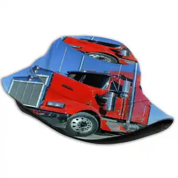 Pošast Rdeče Zložljive Panama Vedro Klobuk Skp Velik Tovornjak Voznik Tovornjaka Prevoz Voznik Tovornjaka Kamiondžija Traktor Tovornjak Pošast