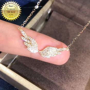Pravi 18K zlato ogrlico natura 0.32 ct diamanti ogrlica H-M020