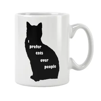Preferiram Mačke Nad Ljudmi Vrč Kave, Čaja Pokal Bele Keramične Srčkan Smešno Darila