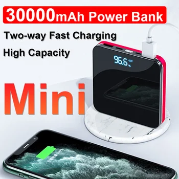Prenosni 30000mAh Mini Power Bank dvosmerni Hitro Polnilec Digitalni Prikaz Zunanje Baterije za iphone, Samsung Galaxy Xiaomi