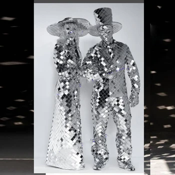 Prihodnje tehnologije Cosplay ogledalo obleke moške obleko Neveste in ženina, ki kažejo, romantični prostor poročno obleko fazi obrabe