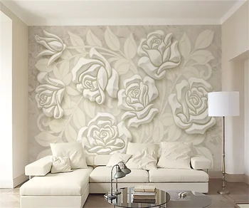 Prilagodite katero koli velikost zidana ozadje Nordijska eleganten 3d rose cvet imitacije Dali dnevna soba, spalnica ozadju stenske nalepke