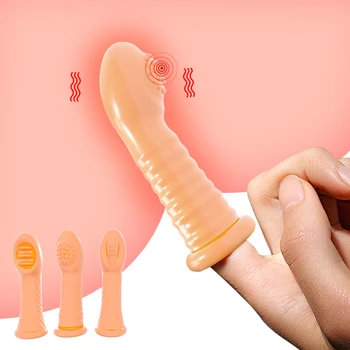 Prst Vibratorji Orgazem G Spot Klitoris Vagine Masaža Stimulator Masturbator Erotično z vibriranjem Prst Rokav Sex Igrača za Ženske