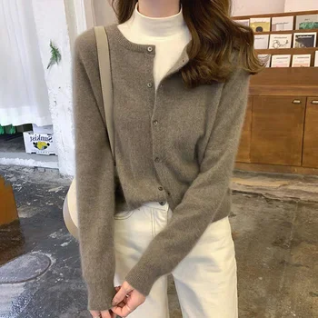 Pulover plašč jopico žensk jeseni in pozimi 2021 novo ohlapno dolg rokav vrh leni visoko smislu modni pulover