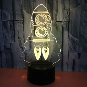 Rakete 3D LED Iluzijo Noč Svetlobe 7 Sprememba Barve Dotik Daljinski upravljalnik Optične Iluzije, namizne Svetilke Doma Dekor Otrok Darilo
