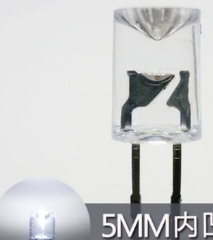 Ravno Top Konkavno 5mm Dihal bliskavico LED Diode Bele barve 2-3.4 v, 20 ma