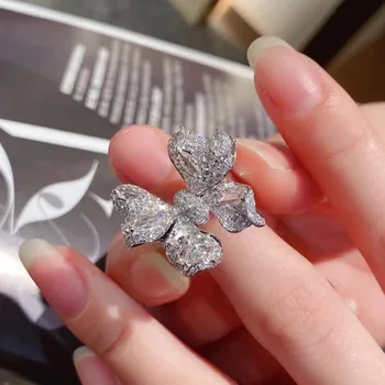 Resnično 925 Sterling Silver 2 Karat Diamantni Prstan za Ženske Poroko Pasovih Posla Srebro 925 Nakit Diamantni Anel Ženske