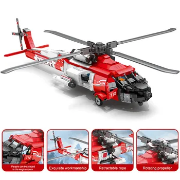 Reševalni Helikopter Model Igrače gradniki otroške Puzzle Skupščine Opeke Božič, Darila Za Otroke