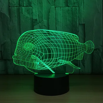 Ribe LED 3D Lučka Remote Touch Stikalo 3D Noč svetlobe USB Barvito Razpoloženje Živali Tabela Dekorativne Svetilke Vzdušje Darila