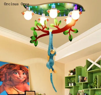 Risanka Forest Opica stropne svetilke Fantje in Dekleta Spalnica, otroška soba lučka Ustvarjalno Obarvano Živali stropna svetilka