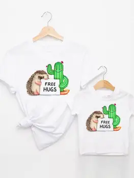 Risanka Priložnostne Tee Družino Ujemanja Obleke Kaktus Poletje Žensk, Otrok, Otroku, Mama Mama Mama Tshirt Oblačila O-vratu Graphic T-shirt