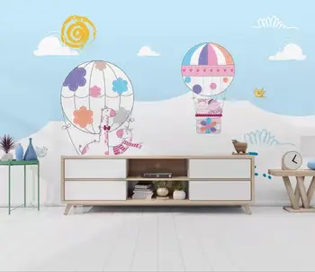Ročno poslikano risanka balon žirafa oblak otroška spalnica ozadju dekoracijo sten zidana ozadje