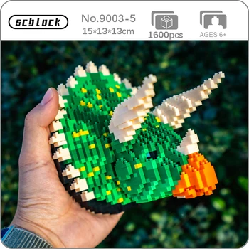 SC 9003-5 Dinozaver Triceratops Živali Pošast Glavo 3D Model DIY Mini Diamond Bloki, Opeke Stavbe Igrača za Otroke, št Polje