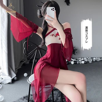 SENMHS Ženske Sleepwear Povodcem Vezenje Mesh Perilo Nightdress Kitajski Seksi spodnje Perilo, Obleko Klasične Hanfu Anime Cosplay