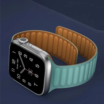 Silikonski Povezavo trak za Apple watch band 44 mm 40 mm iWatch band 38 mm 42mm Magnetne Zanke zapestnica Apple gledati serije 6 5 4 3 SE