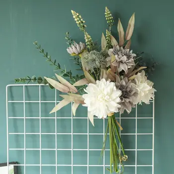 Simulacija Modra Dahlia Umetne Rastline Kup Za Dekoracijo Doma Svile Cvet Poročni Šopek Neveste Holding Ponaredek Cvetlični Garland