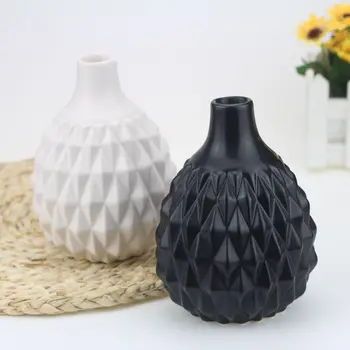 Skandinavski Stil Črni in Beli Dom Cvet Vazo Namizni Obrt Keramične Vaze Za Dom svate, Dekoracijo 15*11 cm