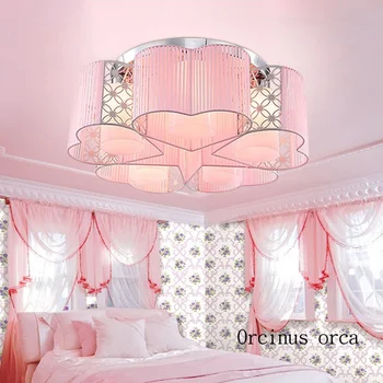Sodobne strnjene toplo v obliki srca stropne svetilke dekle spalnica, otroška soba romantično Ustvarjalne Zvezda, Luna roza LED stropna svetilka