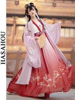 Sodobni Rdeče Hanfu Ženske Izboljšanje Kitajski Tradicionalni Kostum Lepe Hanbok Milost Dekle Nacionalni Ples Obleko Cosplay