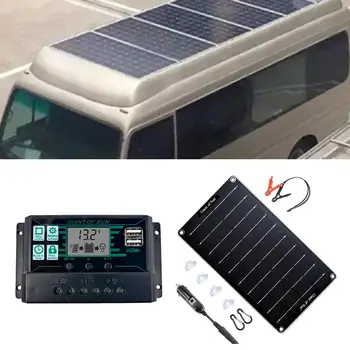 Sončne elektrarne Plošča Monokristalne 12V z 100A Krmilnik Prenosni Solarni Polnilnik za Mobilni Telefon Čoln Moči Banke Doma RV Potovanje