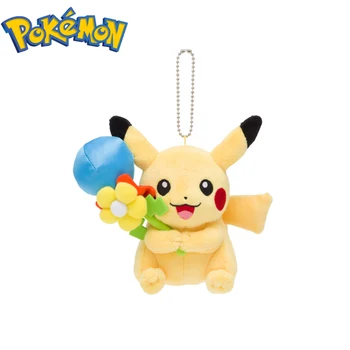 Sončnično Pikachu KeyChains Kawali Anime Pokemon Pet Genie Nahrbtnik Okrasite Keychain Pliš Plišaste Lepe Lutke Trendy Igrače Darila