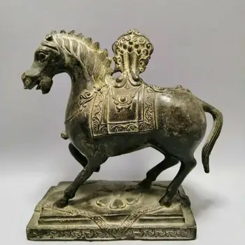 Stari Kitajski Bronasto Fengshui Uspeha 12 Nebesno Konj Jun Konji Živali Kip