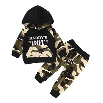 TELOTUNY Nove Jesensko Zimske Novorojenega Dojenčka Baby Boy Pismo Tiskanja Hoodie (T-Shirt Vrhovi+Prikrivanje, Hlače, Obleke, določenih Za 0-24M