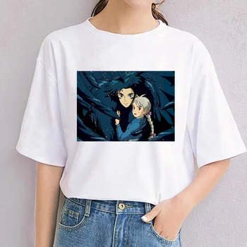 Trendy Howl ' s Moving Castle, Moške/ženske Kratka Sleeved Cotton Tee Shirt Grafični Harajuku Ghibli Miyazaki Anime T-shirt Manga Vrhovi