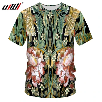 UJWI Moda Človek O Vratu Tshirt 3D Cvetnih Listov Rastlin Smešno T-shirt Ulične Mens Tee Shirt Prevelik Trenirko