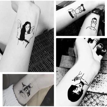 Ukiyo-e Black Enostavne Linije Seksi Dekle Nepremočljiva Začasne Tetovaže Roko Telo Gleženj Cvetje Moda DIY Tattoo Nalepke na Debelo