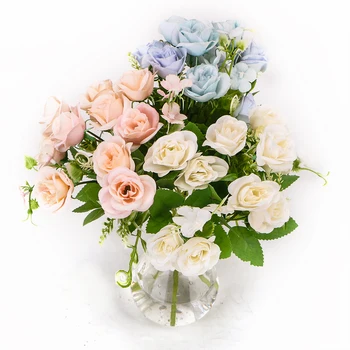 Umetno Cvetje Rose Poročna Domov DIY Dekor Roza Svileni Velik Šopek Pene Bela Ponaredek Cvet Visoke Kakovosti 30 cm